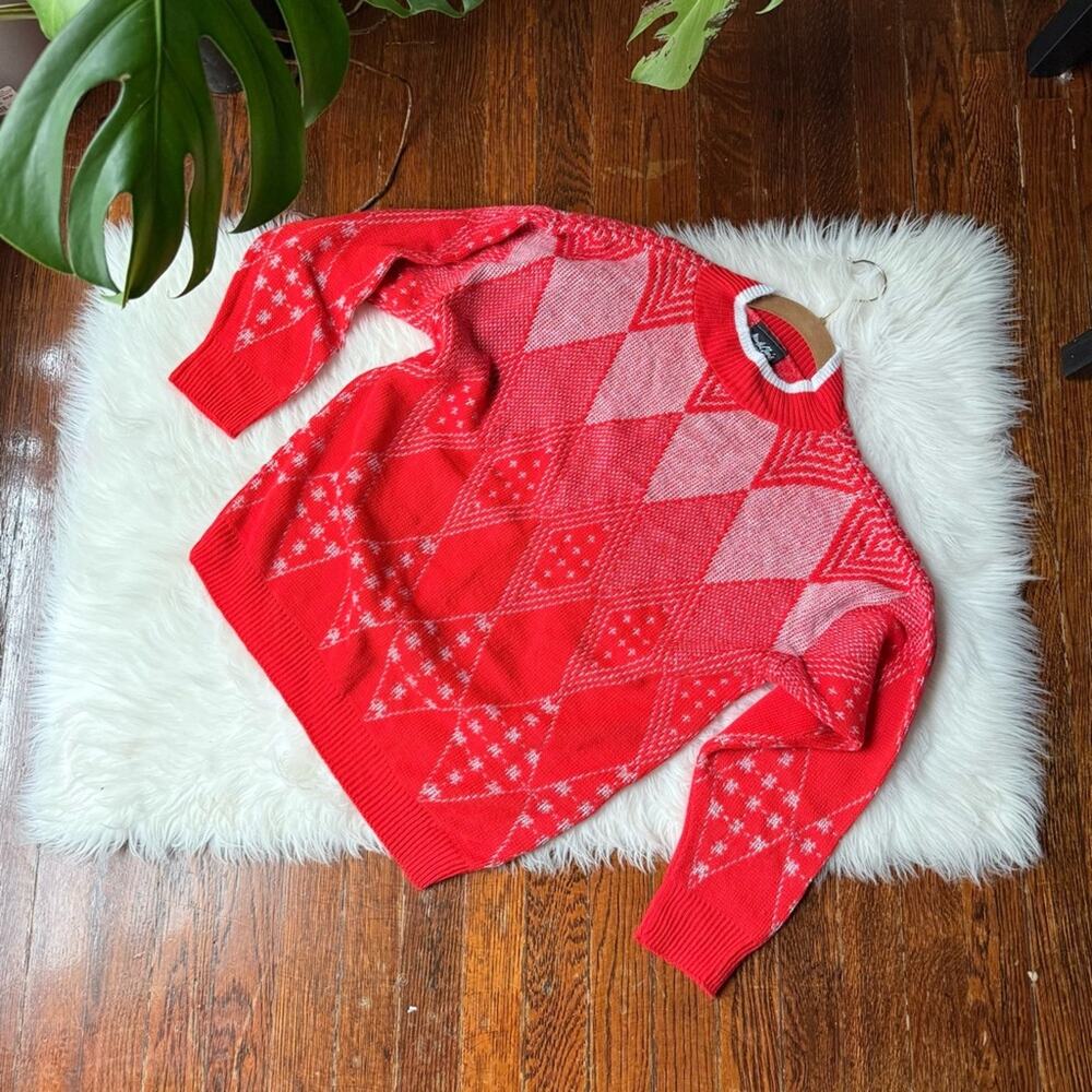 Red & Silver Metallic Sweater
